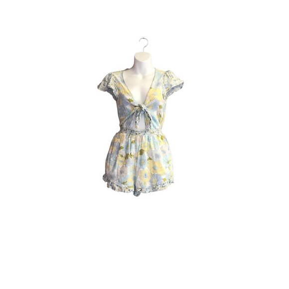 American Eagle Blue, Yellow and White Flower Romper - Picture 1 of 5